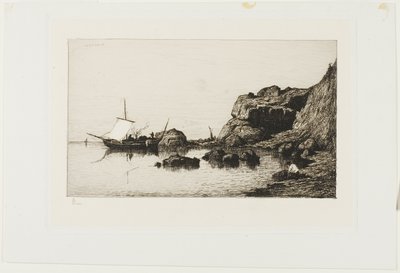 Horgászhajó a Collioure-i sziklák közelében alkotó: Adolphe Appian