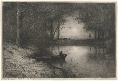 Halász kenuban, a folyó szélén (Halász csónakban) alkotó: Adolphe Appian