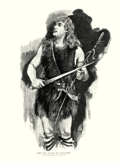 Max Alvary német tenor Siegfried szerepében Richard Wagner Die Walkure című operájában a Royal Opera House-ban, Covent Garden, London (litho) alkotó: Adolphe Birkenruth