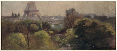 Az Eiffel-torony a Delessert-kertből nézve alkotó: Adolphe Ernest Gumery