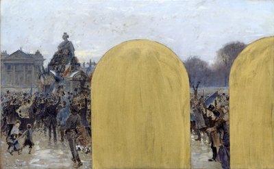 Vázlat a párizsi városháza prefektusi irodájához: Gyülekezés a strasbourgi szobor előtt alkotó: Adolphe Gustave Binet