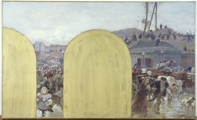 Vázlat a Hôtel de Ville de Paris prefektusának kabinetjéhez: A külvárosok lakóinak visszatérése Párizsba: Párizs 1870-es ostroma, 1895 (olaj, vászon) alkotó: Adolphe Gustave Binet