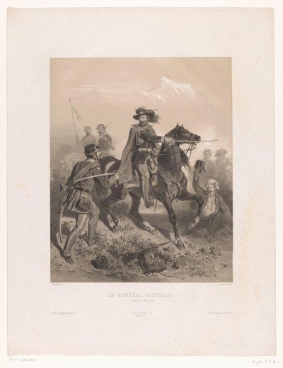Giuseppe Garibaldi tábornok a varese-i csata parancsnokaként Le General Garibaldi (cím a tárgyon) alkotó: Adolphe Jean Baptiste Bayot