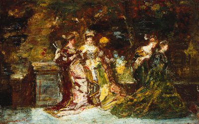 Fete Galante, 1870 körül alkotó: Adolphe Joseph Thomas Monticelli
