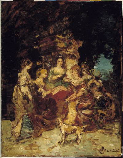 Hölgyek a parkban alkotó: Adolphe Joseph Thomas Monticelli