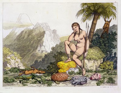 Dél-amerikai indián nő, metszett: Gallo Gallina (1796-1874) (színes metszet) alkotó: Adolphe Joseph Thomas Monticelli