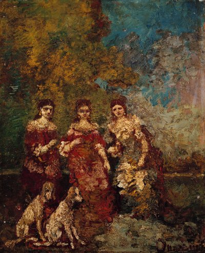 Három nő a parkban alkotó: Adolphe Joseph Thomas Monticelli