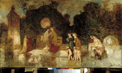 Séta egy parkban alkotó: Adolphe Joseph Thomas Monticelli