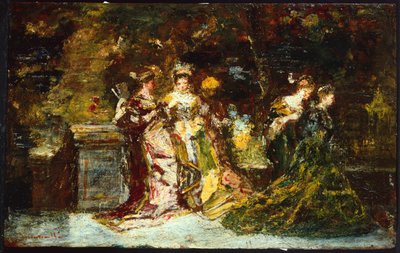 Nők a parkban, 1858 körül (olaj, vászon) alkotó: Adolphe Joseph Thomas Monticelli