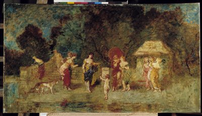 Young Women Reunited in a Park alkotó: Adolphe Joseph Thomas Monticelli