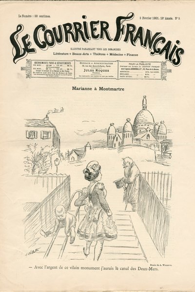 A „Le Courrier francais” címlapja, 5. szám, Satiric, fekete-fehér alkotó: Adolphe Leon Willette