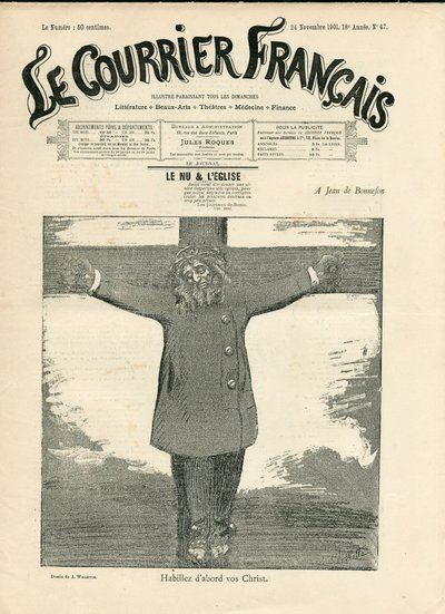 A „The Courier francais” címlapja, 47. szám, Satiric, fekete-fehér alkotó: Adolphe Leon Willette