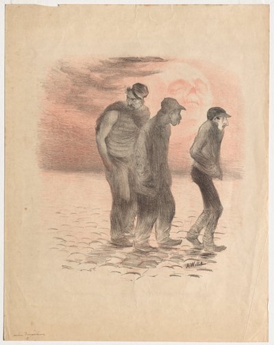 Párizsi jelenetek és gyilkosok (fekete és vörös litográfia) alkotó: Adolphe Leon Willette