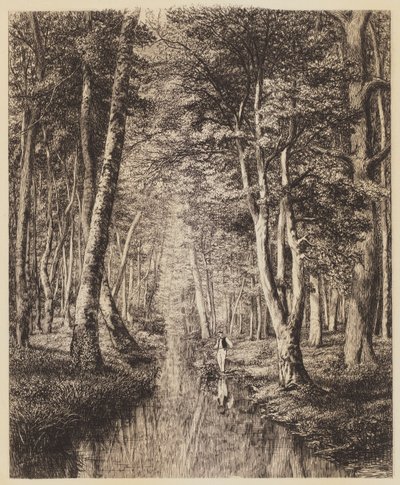 Folyó fa alatt alkotó: Adolphe Martial Potemont