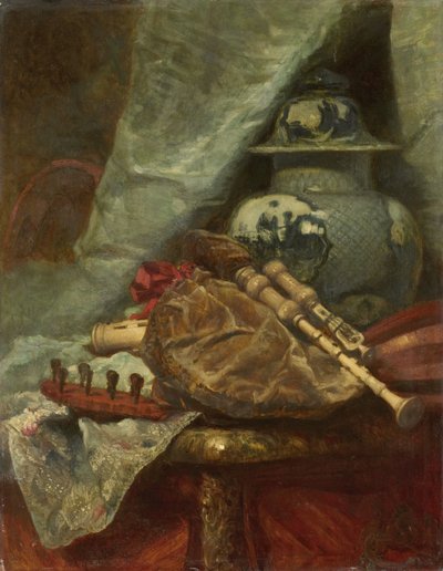 Csendélet dudával alkotó: Adolphe Mouilleron