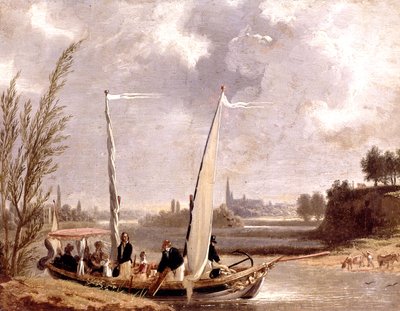 Louis-Philippe és családja egy csónakban Neuillyben alkotó: Adolphe Roehn