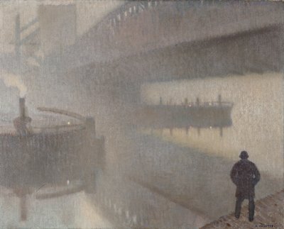 A Windsor híd alatt az Irwellen, Manchesterben alkotó: Adolphe Valette