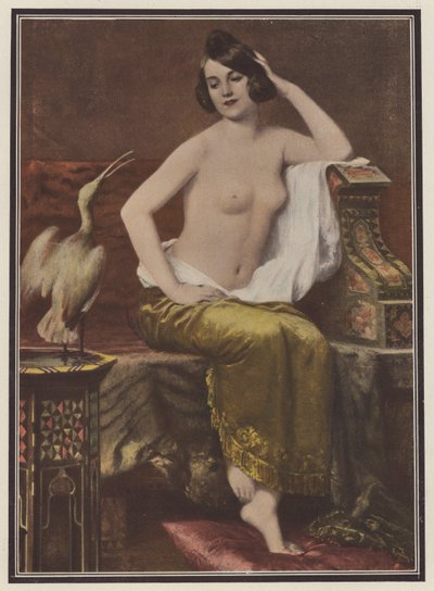 A kedvenc nő madárral (színes litho) alkotó: Adolphe Weisz