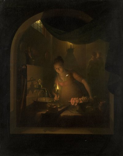 Konyha lámpafénynél alkotó: Adriaan Meulemans