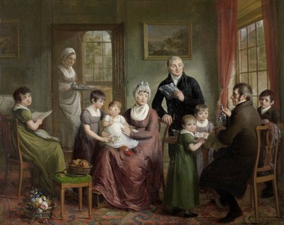 Adrianus Bonebakker családjának portréja Dirk L. Bennewitzzel Adrianus Bonebakker és élettársa, D.L. családjának portréja. Bennewitz alkotó: Adriaan de Lelie (signed by artist)