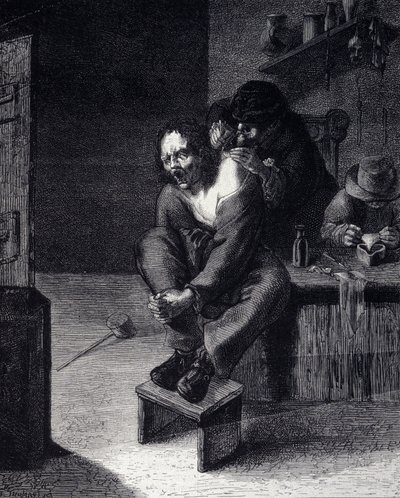 A sebészeti műtét Metszet Adriaen Brouwer festménye után (1608-ban) XVII. alkotó: Adriaen (after) Brouwer