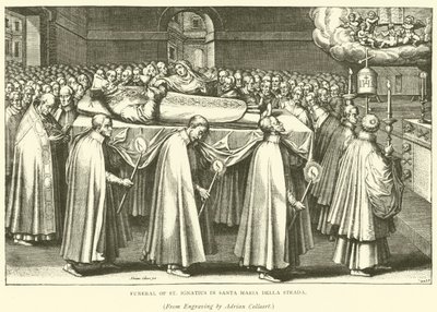 Szent Ignác temetése a Santa Maria Della Stradában (metszet) alkotó: Adriaen (after) Collaert