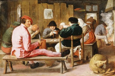 Boors dohányzik és iszik egy asztalnál egy kocsmában, 1625 körül alkotó: Adriaen Brouwer