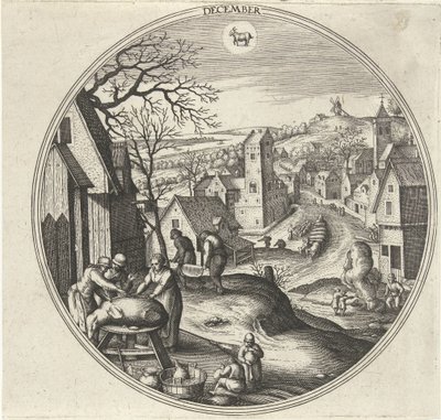 december A tizenkét hónap (sorozat címe) alkotó: Adriaen Collaert