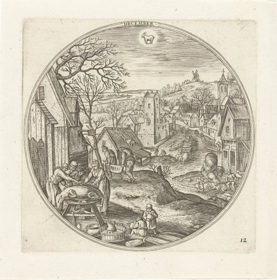 december A tizenkét hónap (sorozat címe) alkotó: Adriaen Collaert