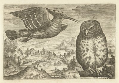 Néhány madár a tájban Madarak (sorozat címe) Avivm vivae (sorozat címe) alkotó: Adriaen Collaert