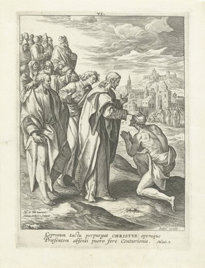 Leprás gyógyítása Krisztus élete (sorozat címe) Vita I. Christi (sorozat címe) alkotó: Adriaen Collaert