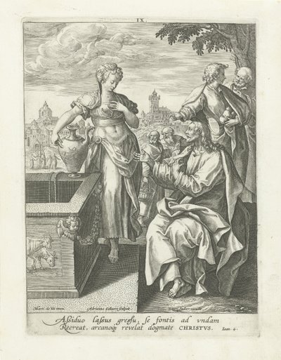 Beszélgetés a szamaritánus asszonnyal Krisztus élete (sorozat címe) Vita I. Christi (sorozat címe) alkotó: Adriaen Collaert
