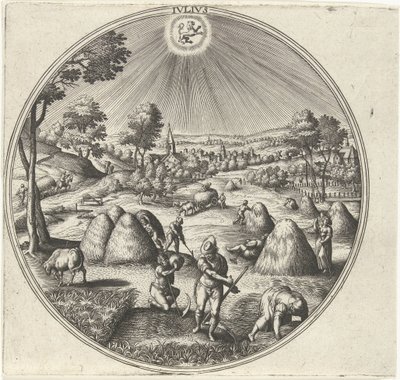 július Ivlivs (cím a tárgyon) A tizenkét hónap (sorozat címe) alkotó: Adriaen Collaert