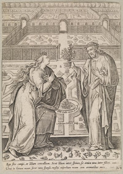Krisztus és menyasszonya, Ecclesia egy kertben alkotó: Adriaen Collaert