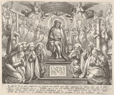 Fájdalmas ember a Három Máriával és az evangélistákkal,.n.d. alkotó: Adriaen Collaert