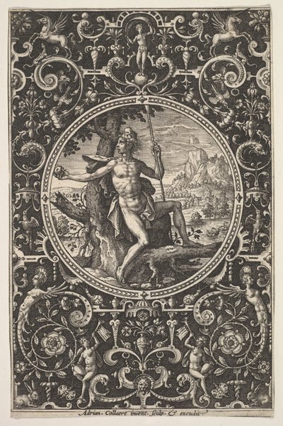 Párizs dekoratív keretben groteszkekkel, kb. 1580-1600 . alkotó: Adriaen Collaert
