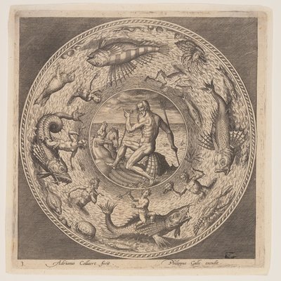Poszeidón, egy tányérterv-készletből (Fonds de Coupe) alkotó: Adriaen Collaert