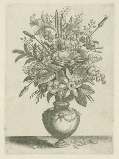 Váza virágokkal, köztük trombita nárciszokkal Florilegium (sorozat címe) alkotó: Adriaen Collaert