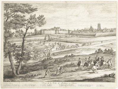 Bethune látképe (bal oldali lap) Veuë de la Ville de Bethune en Artois (cím a tárgyon) alkotó: Adriaen Frans Boudewyns