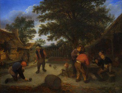 Labdajátékosok a fogadó kertjében, 1660 körül (olaj, tábla) alkotó: Adriaen Jansz. van Ostade