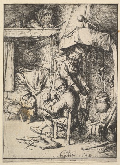 Apa táplálja gyermekét, 1610-85. alkotó: Adriaen Jansz. van Ostade
