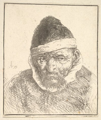 Fehérgalléros és hegyes kalapos öregember, 1610-85. alkotó: Adriaen Jansz. van Ostade