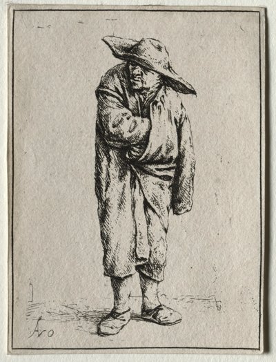 Paraszt, kezével a köpenyében. alkotó: Adriaen Jansz. van Ostade