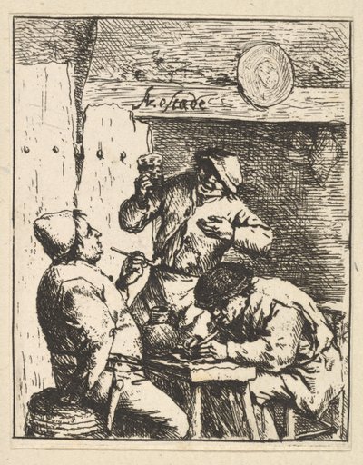 Énekesnő két dohányos között, 1610-85. alkotó: Adriaen Jansz. van Ostade