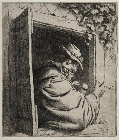 A dohányos az ablakban. alkotó: Adriaen Jansz. van Ostade