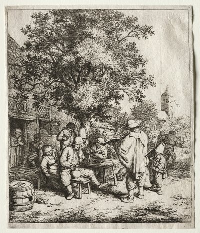 A hegedűs és a rohanós fiú. alkotó: Adriaen Jansz. van Ostade
