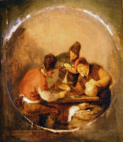 Három búr iszik és dohányzik egy kocsmában (olaj a panelen) alkotó: Adriaen Jansz. van Ostade