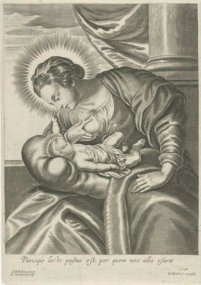 Mária táplálja a gyermek Krisztust alkotó: Adriaen Lommelin (attributed to workshop of)