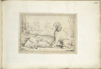 Kutya mellett a vadászfelszerelés és a zsákmány a tájban alkotó: Adriaen Matham (signed by artist)