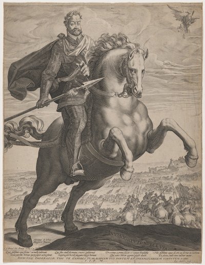 II. Rudolf császár ágaskodó lovon alkotó: Adriaen de Vries